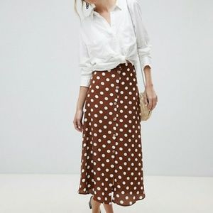 MANGO polka dot midi skirt NWT